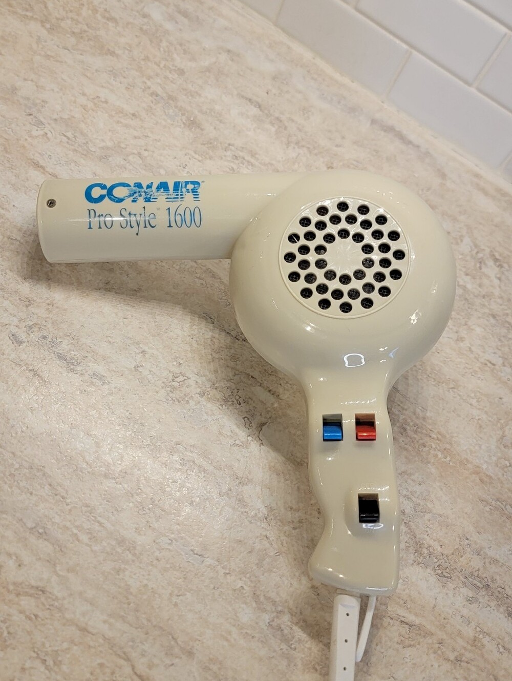 Vintage Conair Pro Style 1600 Hair Blow Dryer White Tested, 90s 80s 087D